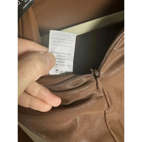 NAKED WARDROBE Bodysuit Womens Long Sleeve Brown Mock Neck XS - Picture 7 of 7